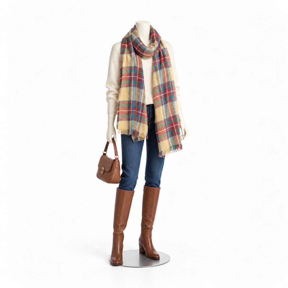 Plaid Blanket Scarf / Oversized Wrap